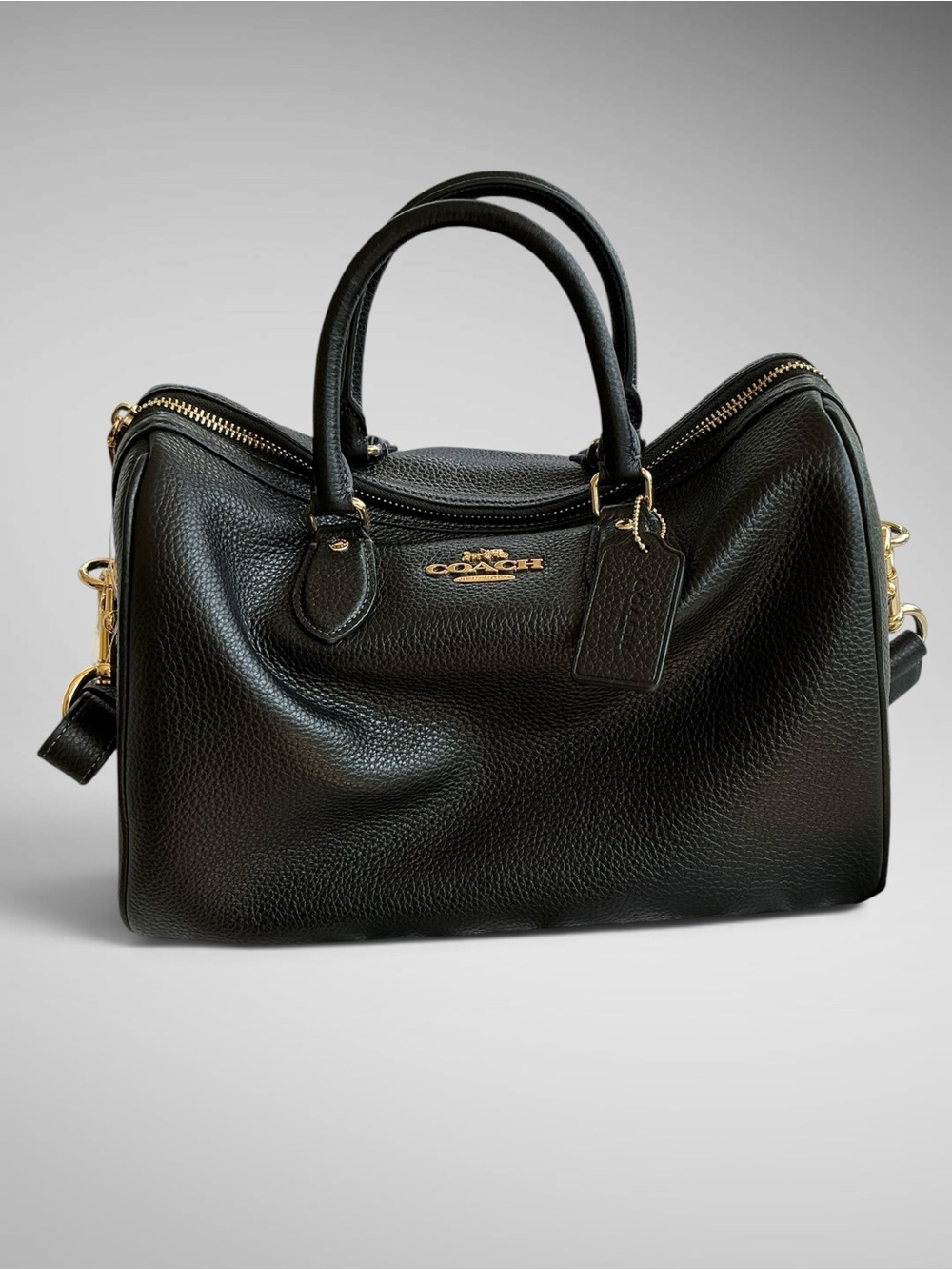 Coach Rowan Large Satchel Black Soft Pebbled Leather Gold Hardware CV960 NWT
